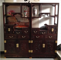 鈺品紅木家具 精選闊葉黃檀象頭博古架，盡顯東方雅韻